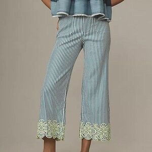 The Colette Cropped Wide-Leg Pants by Maeve: Embroidered Linen Edition